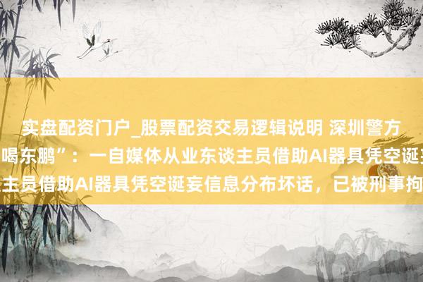 实盘配资门户_股票配资交易逻辑说明 深圳警方通报“网传东鹏雇主不喝东鹏”：一自媒体从业东谈主员借助AI器具凭空诞妄信息分布坏话，已被刑事拘留